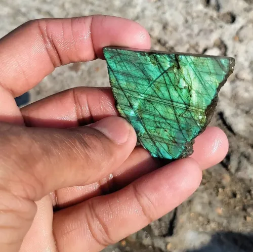 Close-up of labradorite color play